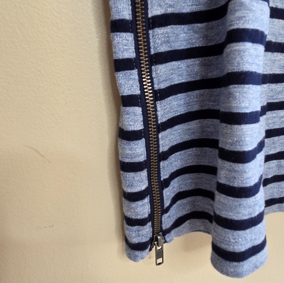 J. Crew | Blue Striped T-Shirt Dress with Side Zippers Size XS - Picture 4 of 5